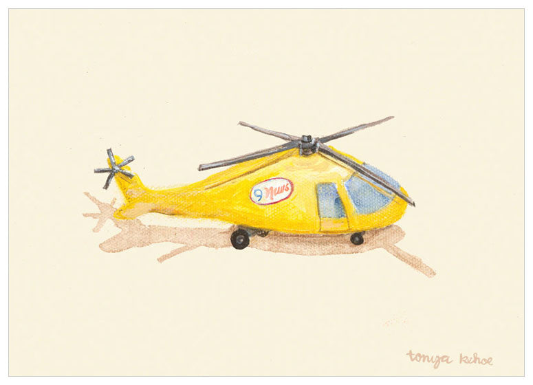 Yellow News Helicopter Wall Art-Wall Art-14x10-Jack and Jill Boutique
