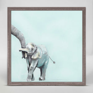 You And Me Elephant - Blue Mini Framed Canvas-Mini Framed Canvas-Jack and Jill Boutique