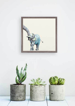 You And Me Elephant - Neutral Mini Framed Canvas-Mini Framed Canvas-Jack and Jill Boutique