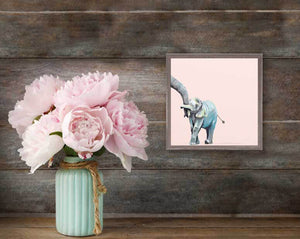 You And Me Elephant - Pink Mini Framed Canvas-Mini Framed Canvas-Jack and Jill Boutique