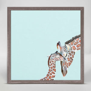 You And Me Giraffe - Blue Mini Framed Canvas-Mini Framed Canvas-Jack and Jill Boutique