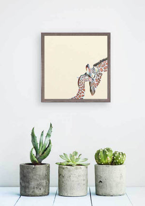 You And Me Giraffe - Neutral Mini Framed Canvas-Mini Framed Canvas-Jack and Jill Boutique