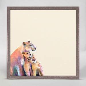 You And Me Lions - Neutral Mini Framed Canvas-Mini Framed Canvas-Jack and Jill Boutique