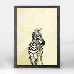 Zebra On Yellow Mini Framed Canvas-Mini Framed Canvas-Jack and Jill Boutique
